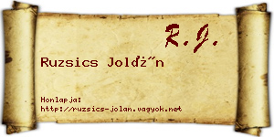 Ruzsics Jolán névjegykártya