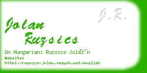 jolan ruzsics business card